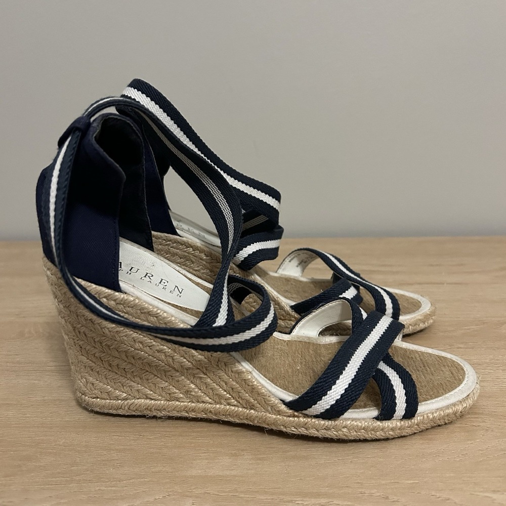 Lauren Ralph Lauren Navy and White Espadrilles - Picture 4 of 5